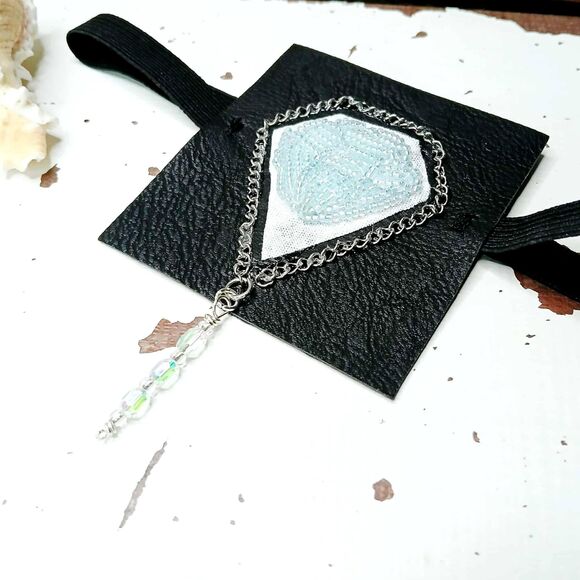 Diamond Embroidered Beaded Eye Patch, Adjustable Vision Accessory, Ocular Aid - Picture 5 of 5